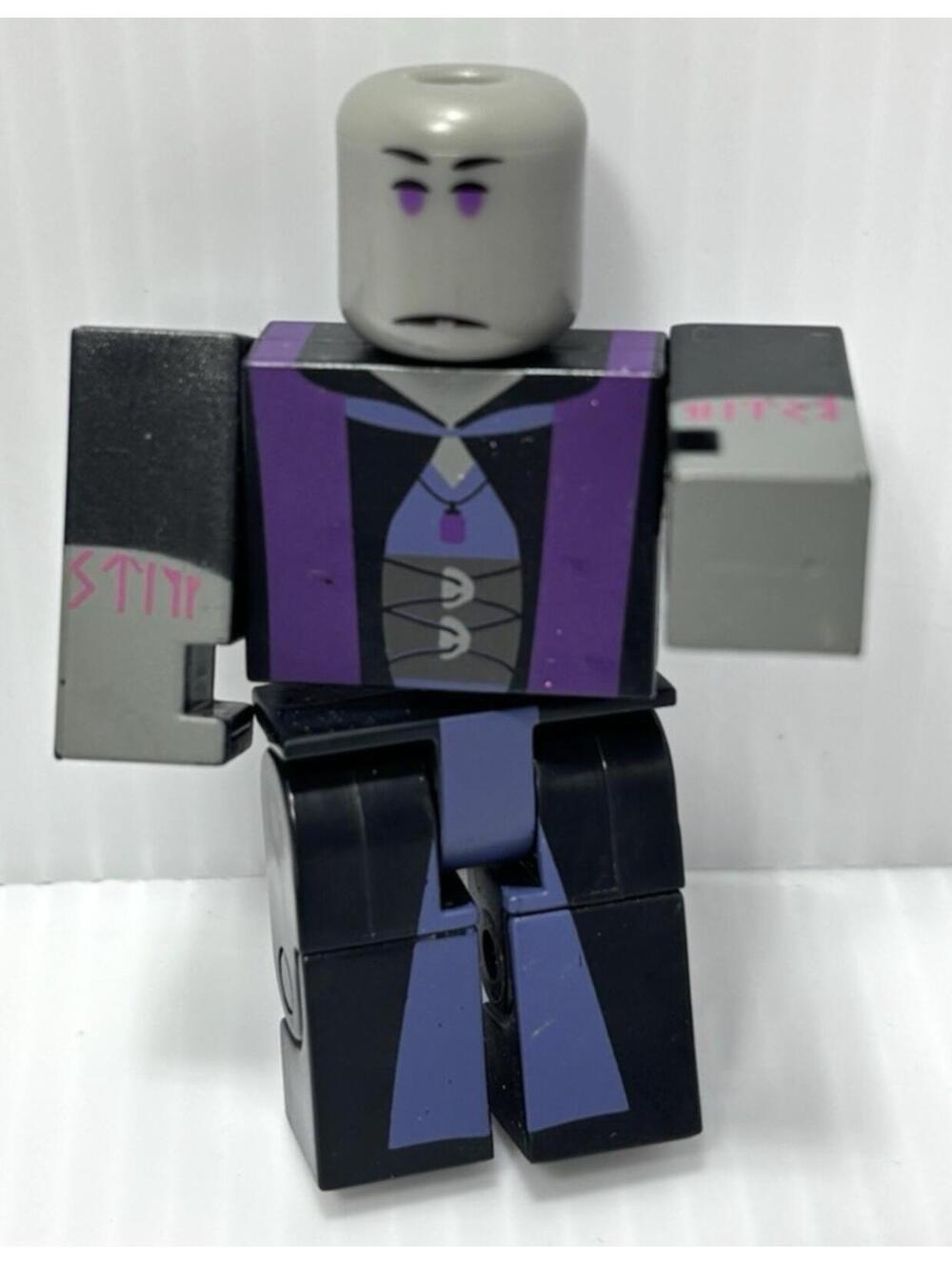Roblox Series Action Figure Blocky Vampire Purple Cape Grey Head Loose GUC